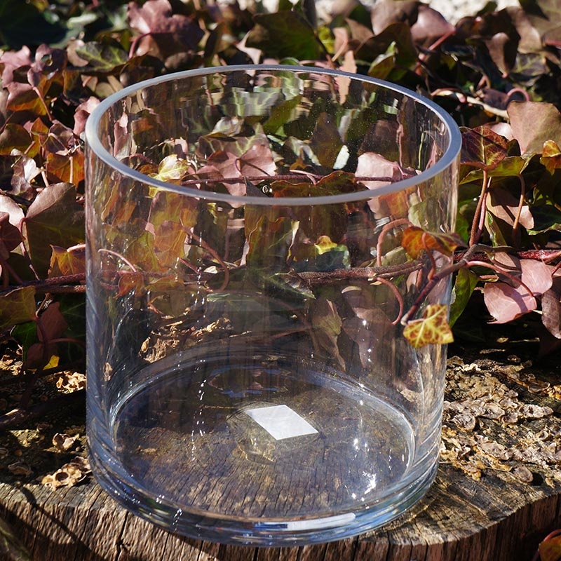 Glasvasen rund groß für Tischdeko Floristik, Bast