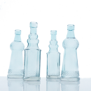 4 Glasflaschen | Flaschenvasen klein H 16,7 cm 2 Modelle...