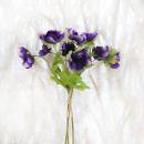 Anemonen Strau&szlig;, Seidenblumen blau-lila, VE 1 Bund 3 Stiele, 9 Bl&uuml;tenL 32cm,