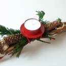 Bastelset weihnachtliche Tischdekoration mit Metall-Teelichthalter L ca. 56 cm in rot weiß