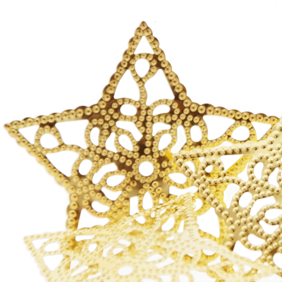 Sterne Ornament | Metall in gold VE 4 Stk Gr 6 cm