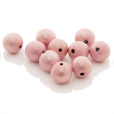 Perlen groß 10 Stk | Dekoperlen rosa mit silberglanz D 1,5 cm