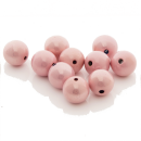 Perlen gro&szlig; 10 Stk | Dekoperlen rosa mit silberglanz D 1,5 cm