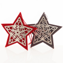 Sterne Ornament | Metall & Filz in rot /silber VE 2...