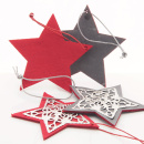 Sterne Ornament | Metall & Filz in rot /silber VE 2 Stk Gr 8 cm