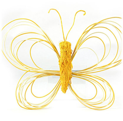 Schmetterling aus Rattan 35 cm gelb