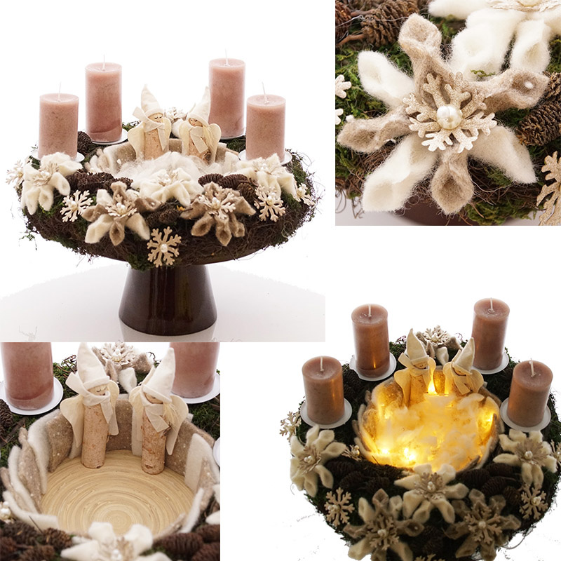 Großer DIY Adventskranz mit Birkenengel & Beleuchtung