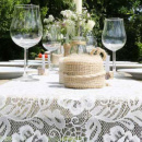 Sizolace Rose weiß B 30 cm L 5m Tischläufer für Tischdeko Hochzeit Feste