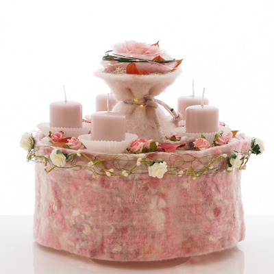 Deko Torte für Hochzeit und Feste in rosa weiß im Vintage Stil