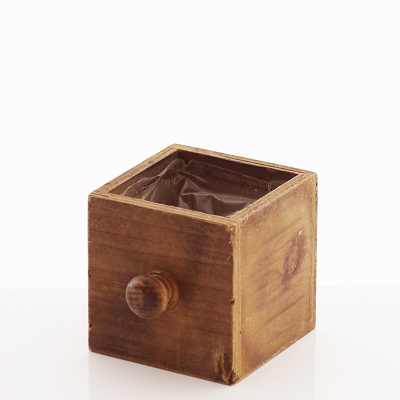 Pflanz-Schublade aus Holz Gr.9x9x9 cm, braun < cappuccino im Vintage Stil | Shabby Chic, Pflanzgefäße, quadratisch | Landhaus Deko