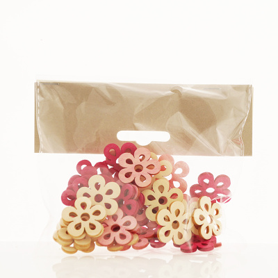 Streublumen Blumen aus Holz für Tischdeko rosa / pink / creme VE 36 Stück Gr 3cm