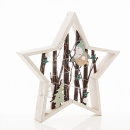 Stern mit Beleuchtung Fensterdeko | T&uuml;rschmuck mit Vogel, Zweigen, B&auml;ume D 31 cm