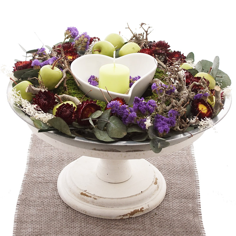 DIY Herbstteller mit Trockenblumen dekorieren Flo