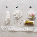 DIY Anstecker Hochzeit Vintage mit Spitzenband selber...