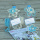Sommerdeko blau weiß aus Wickelblumen mit Wolldraht, Geschenkidee