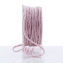 Wolldraht Glimmer, Wollschnur MIT GLANZ &amp;  DRAHT + Jutekern, L 3 m St&auml;rke 5 mm, echte Schurwolle in rosa / silber