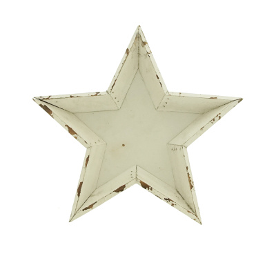 Sternschale aus Holz, Sternteller Vintage Weihnachten Gr 34 x 3 cm weiß