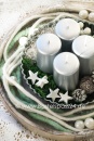 Adventskranz | Adventsteller Vintage Weihnachten modern, weiß, mint, silber