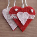 DIY Geschenk Muttertag, Geburtstag, Filztasche mit Rose stabilisiert rot weiß