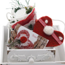 DIY Geschenk Muttertag, Geburtstag, Filztasche mit Rose stabilisiert rot weiß