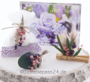 Tischdeko Give Away Säckchen, Papiertütchen mit Trockenblumen dekoriert