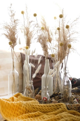 20 Stück Getrocknete Craspedia - Gelbe Trommelstöckchen 45-55cm Für Deko