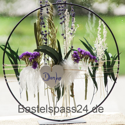 Metallring mit Ständer schwarz H 25 cm für Trockenblumen