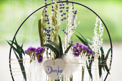Metallring mit Ständer schwarz H 25 cm für Trockenblumen
