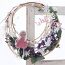 Rattan-Ring mit Trockenblumen, doppelter Rattan-Ring dekoriert mit Trockenfloristik