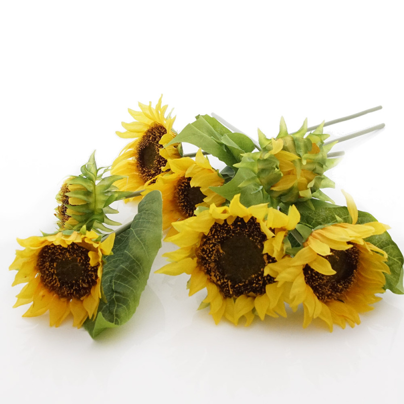 Sonnenblumen künstlich, Sonnenblumenstrauß 7 Blüten L 36 cm, Deko Somm