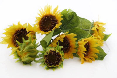 Sonnenblumen künstlich, Sonnenblumenstrauß 7 Blüten L 36 cm, Deko Somm