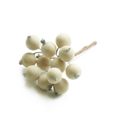Beerenpick künstlich creme weiß 12 Beeren, a 1,2 cm, zum Basteln Advent, Weihnachten, Herbst