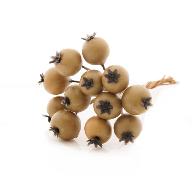 Beeren künstlich, Beeren-Pick mit 12 Beeren, a 1,5 cm zum Basteln und Dekorieren, braun - beige