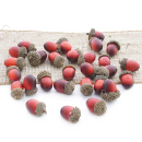Eicheln künstlich rot braun natur, Herbstdeko 30 St, L 3,3 cm, mit echtem Eichelboden
