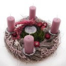 DIY Adventskranz mit Trockenblumen und Wichtel, rosa,...