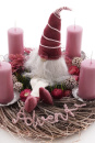 Adventskranz mit Kerzenhalter, Zweig-Kranz dick weiß gewaschen, D 35 cm H 10 cm