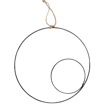 Metallring doppelt schwarz D 38 cm, Deko-Ring aus Metall für Trockenblumen und Boho Look
