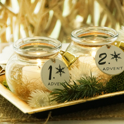 Windlichter Glas für Advent 4 Stück Floristik, Ba