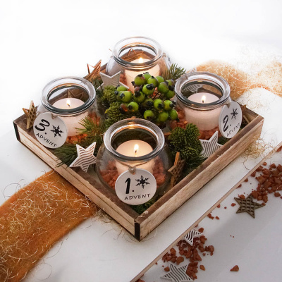 Windlichter Glas für Advent 4 Stück Floristik, Ba