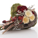 Pflanzherz für Grab aus Moos, Rebe, Trockenblumen  selber dekoreiren mit Trockenfloristik