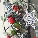 Deko Metallring mit Trockenblumen rot grün, Türschmuck, Fensterdeko Weihnachten