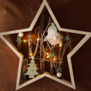 DIY Adventsschale Holz, L 45 cm, mit LED Stern, 4 Kerzen,...