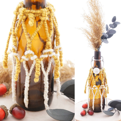 Easy Makramee an Flaschen, Tischdeko Weihnachten im Boho Style