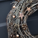 Kranz Weihnachten, Zweig-Kranz mit Sterne natur braun D 36 cm, Türkranz, Adventskranz