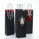 Geschenktaschen aus Papier, Kraftpapier-Flaschentaschen VE 4 Stück, schwarz