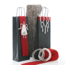 Geschenktaschen aus Papier, Kraftpapier-Flaschentaschen VE 4 Stück, schwarz