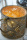 Glasvasen im Metallständer mit Ornament, 3 fach, gold-weiß-gewischt gr. 25x8 cm