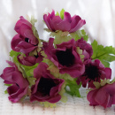 Anemonen Strauß, Seidenblumen dunkelrosa / azalee, VE 1 Bund 3 Stiele, 9 BlütenL 32cm,