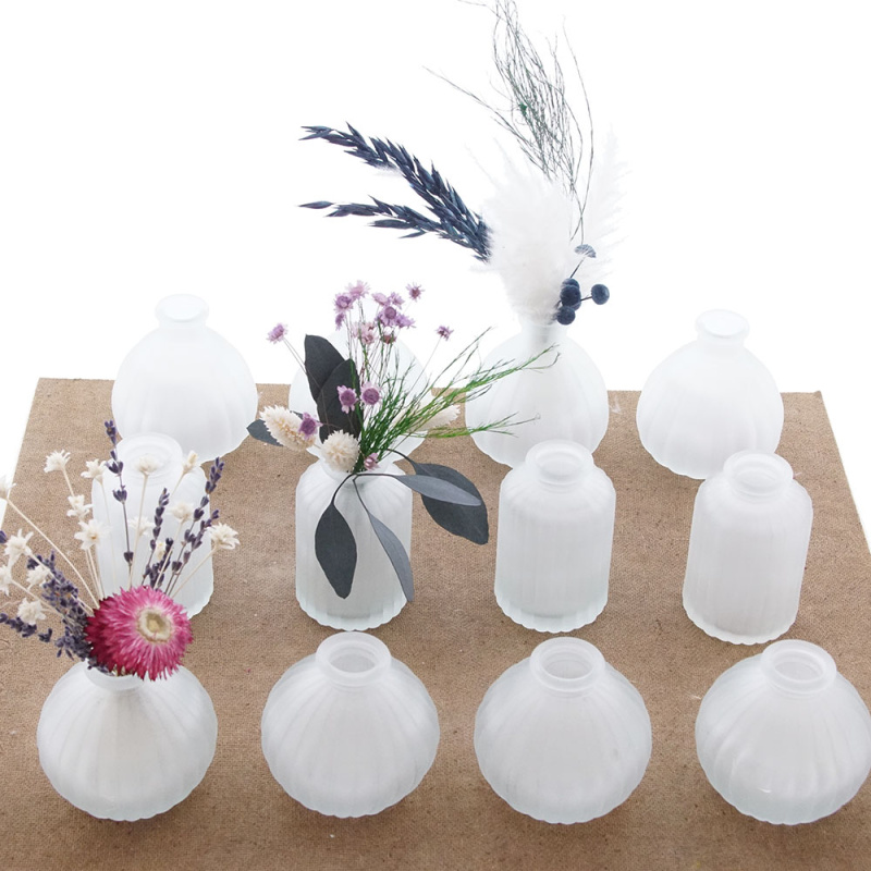 Glasvasen klein weiß Vintage 12er Set