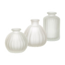 Glasvasen klein weiß Vintage, VE 12 Stück, Gr. H 8-10 cm, 4 x 3 Stück sortiert